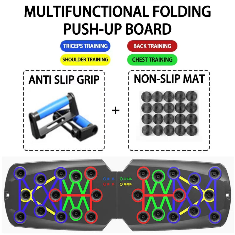 Multi-functional prone push-up board fitness board, suitable for home exercise and muscle training. Foldable exercise aid tool.