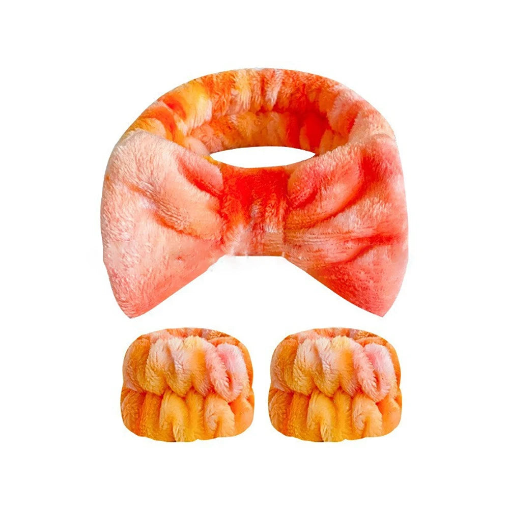 Wash Face Headbands For Women Coral Fleece Hair Bands Cuff Waterproof Bands Absorbent Wristbands Head Band Hair Accessories Set