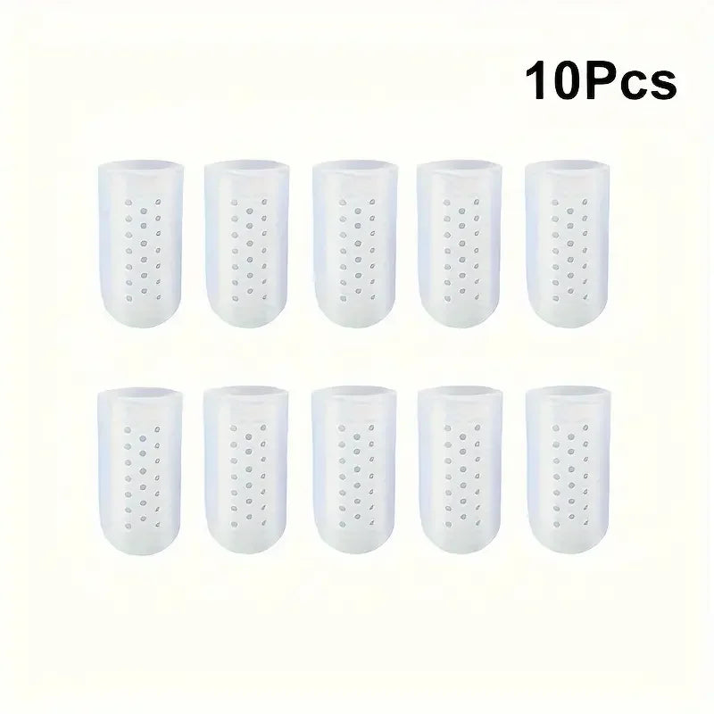10pcs Finger Protector With Holes Anti Wear Protective Gear Silicone Toe Protection Cover,Breathable, Soft Finger Protector