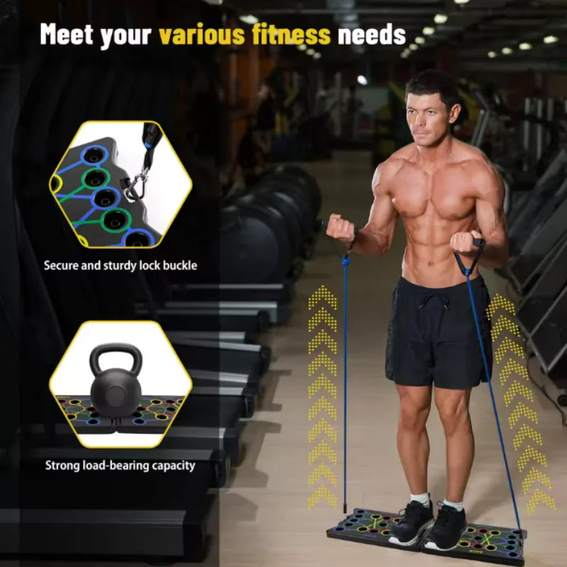 Multi-functional prone push-up board fitness board, suitable for home exercise and muscle training. Foldable exercise aid tool.