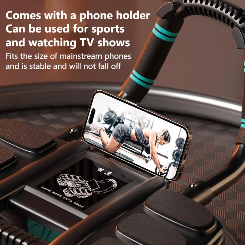 Intelligent Four-wheeled Abdominal Wheel With Automatic Rebound Elbow Support Abdominal Exercise Wheel With Mobile Phone Holder
