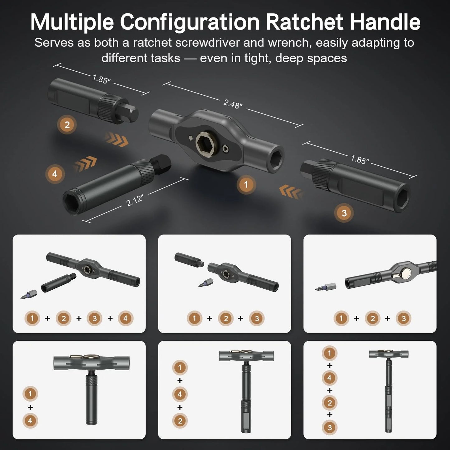 Magnetic Ratchet Screwdriver Set Detachable T-Handle Magneticizer  Torque Screwdriver Multifunctional DIY Tools Work Hand Tools