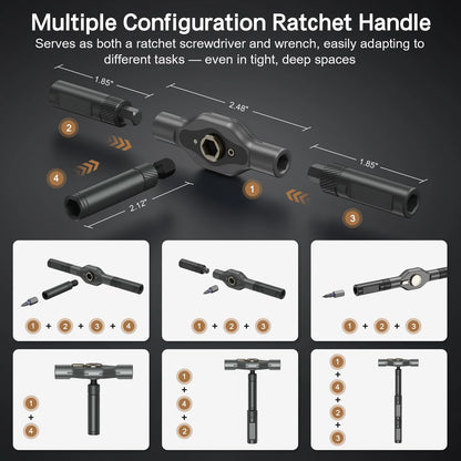 Magnetic Ratchet Screwdriver Set Detachable T-Handle Magneticizer  Torque Screwdriver Multifunctional DIY Tools Work Hand Tools