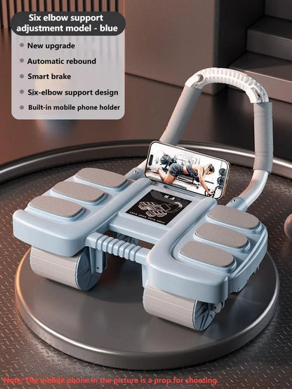 Intelligent Four-wheeled Abdominal Wheel With Automatic Rebound Elbow Support Abdominal Exercise Wheel With Mobile Phone Holder