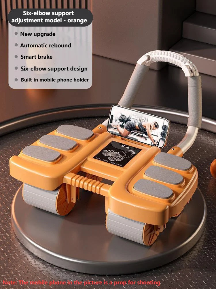 Intelligent Four-wheeled Abdominal Wheel With Automatic Rebound Elbow Support Abdominal Exercise Wheel With Mobile Phone Holder