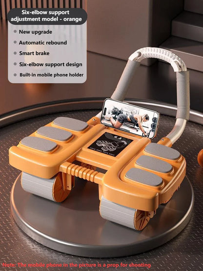 Intelligent Four-wheeled Abdominal Wheel With Automatic Rebound Elbow Support Abdominal Exercise Wheel With Mobile Phone Holder