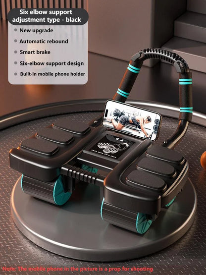 Intelligent Four-wheeled Abdominal Wheel With Automatic Rebound Elbow Support Abdominal Exercise Wheel With Mobile Phone Holder