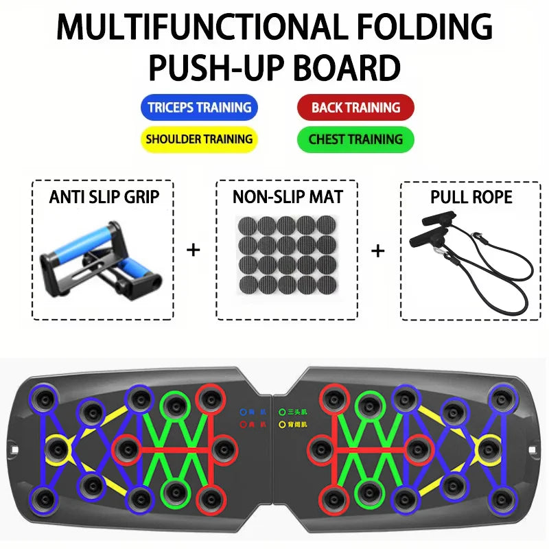 Multi-functional prone push-up board fitness board, suitable for home exercise and muscle training. Foldable exercise aid tool.